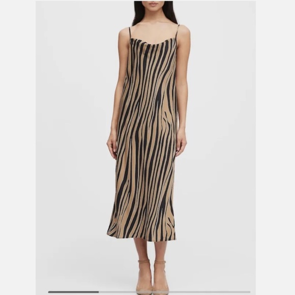 Size 2 Banana Republic zebra print cowl neck slip dress - Picture 1 of 6